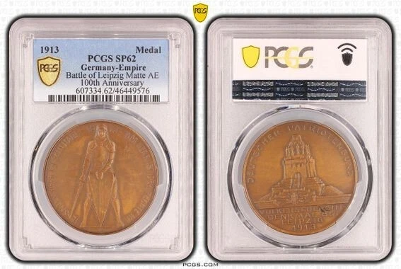 Germany Empire Saxony 1913 Battle of Leipzig Monument Brass Medal PCGS SP62 - Image 1 of 1