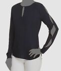 $328 Elie Tahari Women's Blue Long Sleeve Round Neck Pintuck Blouse Size Large