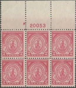 Plate Block of 6 stamps - Scott 682 - 2 cent - Mass. Bay Colony - 1930 - MNH - Picture 1 of 1
