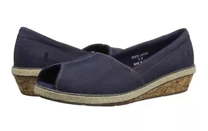Grasshoppers Garnet Peep Toe Navy Women’s 8.5 Ortholite Wedge Espadrille - Picture 1 of 8