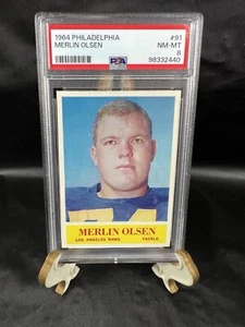 1964 Philadelphia #91 MERLIN OLSEN Rookie RC HOF PSA 8 NM-MT LA RAMS New Slab - Picture 1 of 2