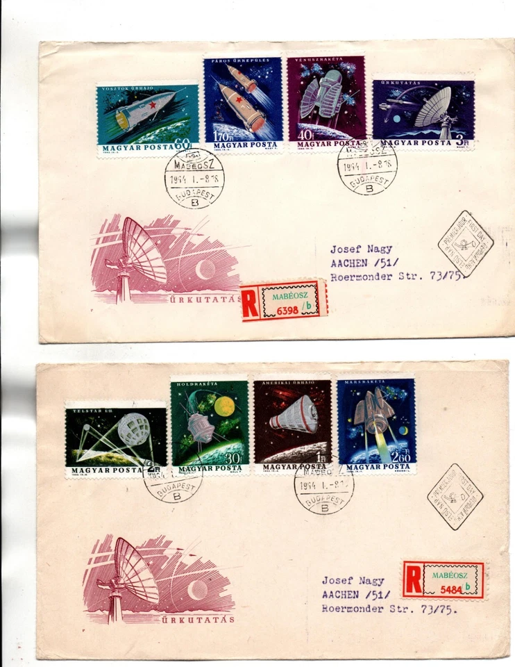 Hungary FDC Sc#1562 to 1569  set of 2 covers Space - Image 1 of 1