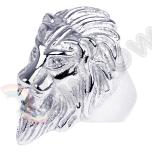 Men Stainless Steel Lion Head Gold Silver Black Plated Band Ring Animal #R9 - Picture 1 of 4