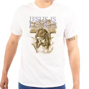 Christian Faith Crucifix Jesus is Lord Cross Womens or Mens Crewneck T Shirt Tee - Picture 1 of 7