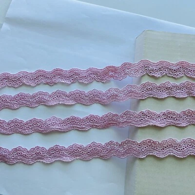 2 Yards Light Pink Embroidered Ribbon Lace Trim /Sewing/Crafts/Bridal/ 3/4" Wide - Image 1 of 4