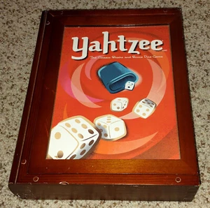 Vintage Game Collection Wooden Box Yahtzee Dice Game Hasbro Complete Bookshelf - Picture 1 of 6