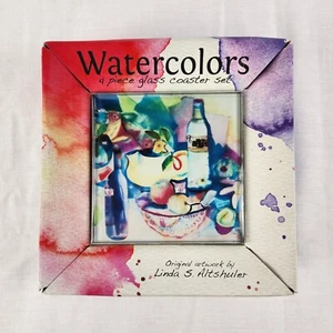 Watercolors 4 Piece Tempered Glass Coaster Set. Artist: Linda S. Altshuler - Picture 1 of 5