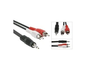 Twin RCA Phono Male Audio Lead to 3.5mm Jack Converter Cable Home Cinema VCR DVD - Picture 1 of 1