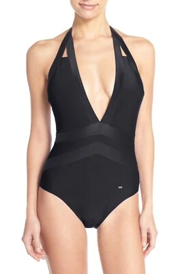 Nuevo con etiquetas Traje de baño Ted Baker London 'Ralinda' Halter de una pieza Negro [Talla 4 TB] #1690 Foto 1 de 4