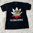 Tokes California Republic Bear Marijuana Pot Leaf Logo Black T-Shirt Large Tee