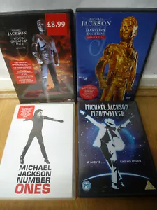 x4MICHAEL JACKSON DVD COLLECTION HISTORY NUMBER 1&2 MOVIE FILM MOONWALKER PAL UK - Imagen 1 de 16