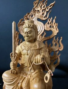 Statua trono Fudo Myo Ina scultura artigianato buddista materiale - Foto 1 di 10