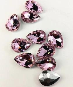 Teardrop Glass Crystal Pointed Back Gems Rhinestone Light Pink 14x10mm 10pcs - Picture 1 of 5