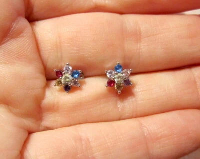 8mm Flower Dermal Anchor  Skin Diver Piercing Rainbow~SET~Surgical Steel - Image 1 of 4