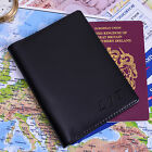 Personalised INITIALS PASSPORT COVER Passport Holder + Card Slots Faux Leather