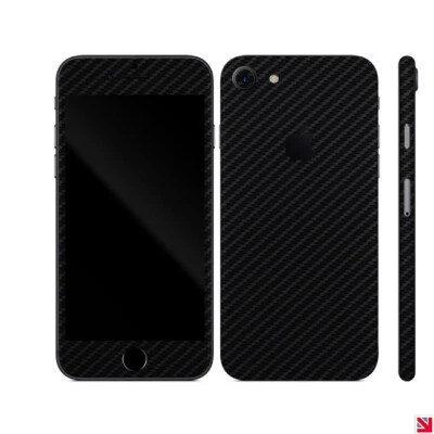 Calcomanía de recubrimiento de vinilo NEGRA fibra de carbono para iPhone 7 Foto 1 de 2