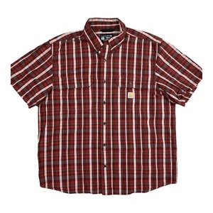 Carhartt Mens XL Loose Fit Short Sleeve Button Down Collard Shirt Red - Picture 1 of 7