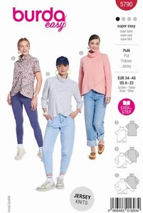 Schnittmuster Damenpulli, Damenshirt mit Rollkragen Burda a5790 34-48 - Bild 1 von 4