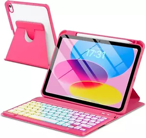 Case with Keyboard for iPad 11th 10th Generation 11/10.9 inch,Rainbow Backlit D - Picture 1 of 8