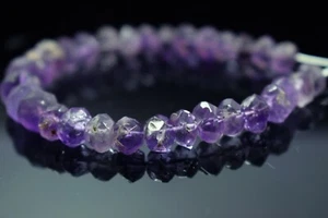 Earth Mined Natural A++ Purple Amethyst Faceted Rondelle Gemstone 6'' Loose Bead - Picture 1 of 6