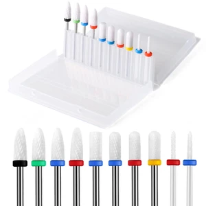 10Pcs Ceramic Nail Drill Bits,3/32 Nail Drill Bits Set for Acrylic Gel Nail... - Picture 1 of 12