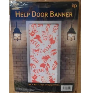 5ft Halloween Bloody Door Cover Poster Help Wall Decorations Party Reusable - Picture 1 of 2