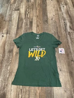 全新带标签 Oakland Athletics Let’s Get WILD 2019 年季后衬衫 尺寸 M — 第 1/4 张图片