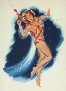 BILL RANDALL Poster or Rolled Canvas Print "SPACE GIRL" - Picture 1 of 1