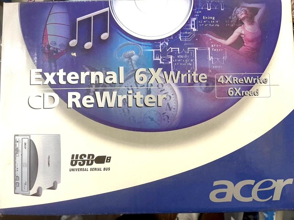 NEW ASUS CRW 6406EU EXTERNAL USB CDRW DRIVE IN FULL RETAIL PACKAGING RM3WL - Image 1 of 4