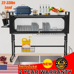 Adjustable Over Sink Dish Rack with Drain Board 33lb Large Kitchen Organizer - Picture 1 of 15