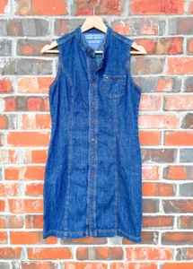 VTG Tommy Hilfiger Blue Denim Jean Button Front Dress Pocket Y2K 90s Women's 6 - Picture 1 of 4