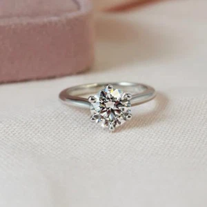 IGI Lab Created 1 Ct Women Wedding Ring Round Cut Diamond 14K White Gold Band - Picture 1 of 12