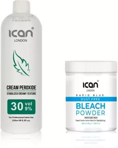 ICAN Cream Peroxide 250ml 9% VOL 30 + Rapid Blue Powder Bleach (JAR) 80g - Picture 1 of 1