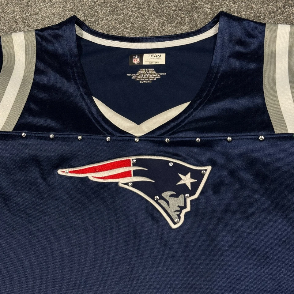 Tom Brady New England Patriots Jersey Women XL Blue NFL Football 12 Rhinestones - Image 1 of 4