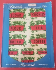 12 De Colección Meyercord Bote Calcomanías Etiquetas Harina Té Café Sal Pimienta X127 - Imagen 1 de 5
