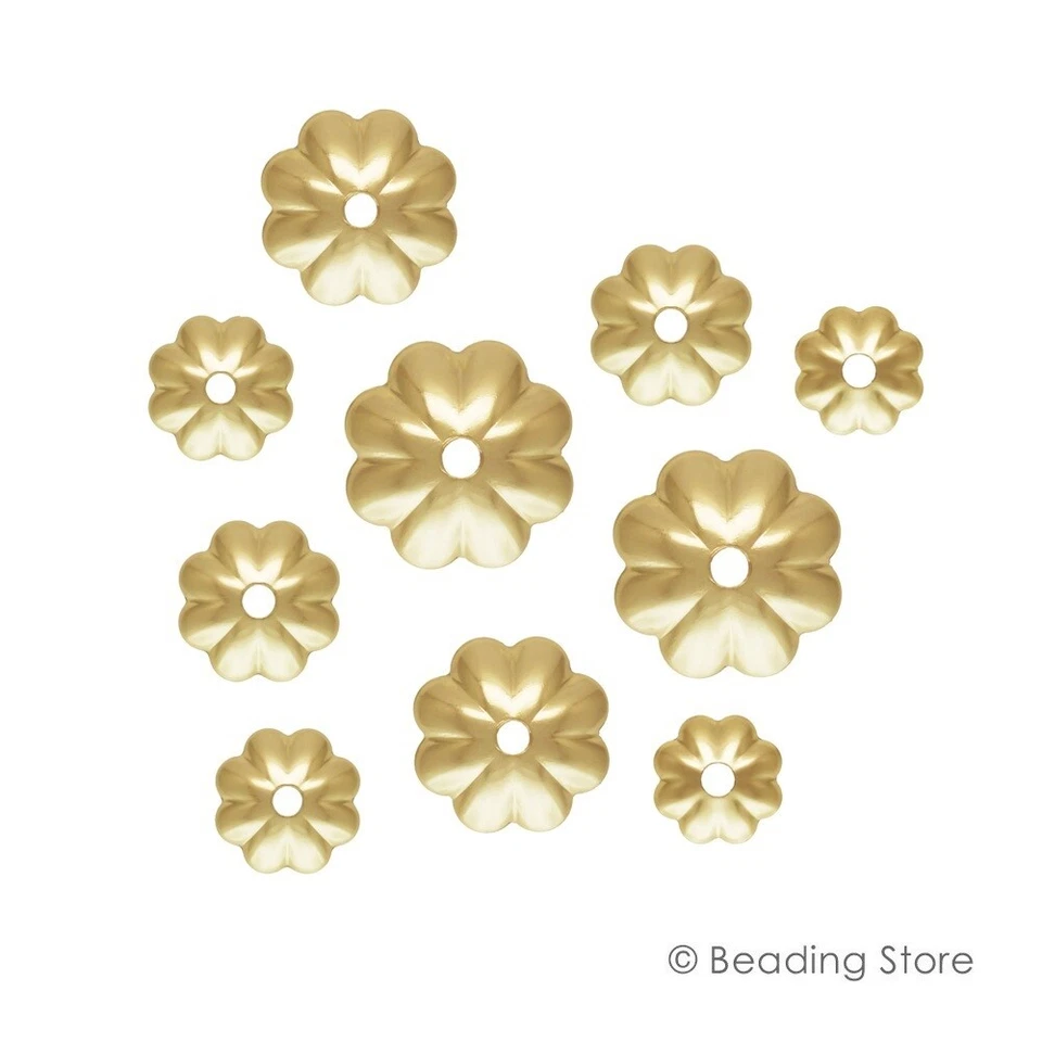 6 or 50 pc 14ct Yellow Gold Filled Bead Caps Flower Fluted 4mm 4.5mm 5mm 6mm 7mm - image 1 of 1