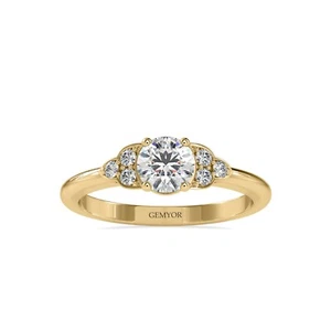 1/2 Ct Lab Grown Diamond Round Promise Ring In 14K Yellow Gold - Picture 1 of 18