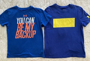 Lot of 2 - Youth Under Armour Graphic Shirts, Small, YSM, Cotton Blend UA - Picture 1 of 4