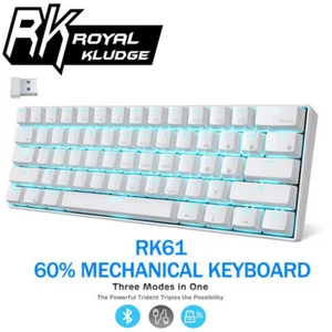 ROYAL KLUDGE RK61 Tri-Mode Wireless Mechanical BROWN SWITCH Keyboard USB24_WBRI - Picture 1 of 9