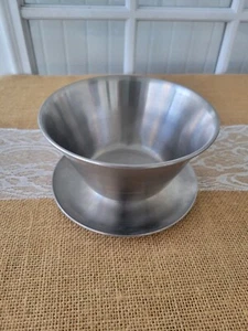 VTG Leonard Gravy Sauce Bowl 18/8 Stainless Steel with Attached Underplate - Picture 1 of 15