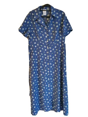 Jaclyn Smith Maxi Dress Women's Sz 10 Blue Floral Buttons Cottagecore Vintage - Image 1 of 4
