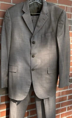 Traje de lana de corte clásico a cuadros marrón oscuro Burberry de colección hecho en EE. UU. talla 42 R Foto 1 de 4