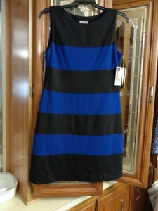 Yoana Baraschi sleeveless shift dress new with tags size S blue and black stripe - Picture 1 of 5