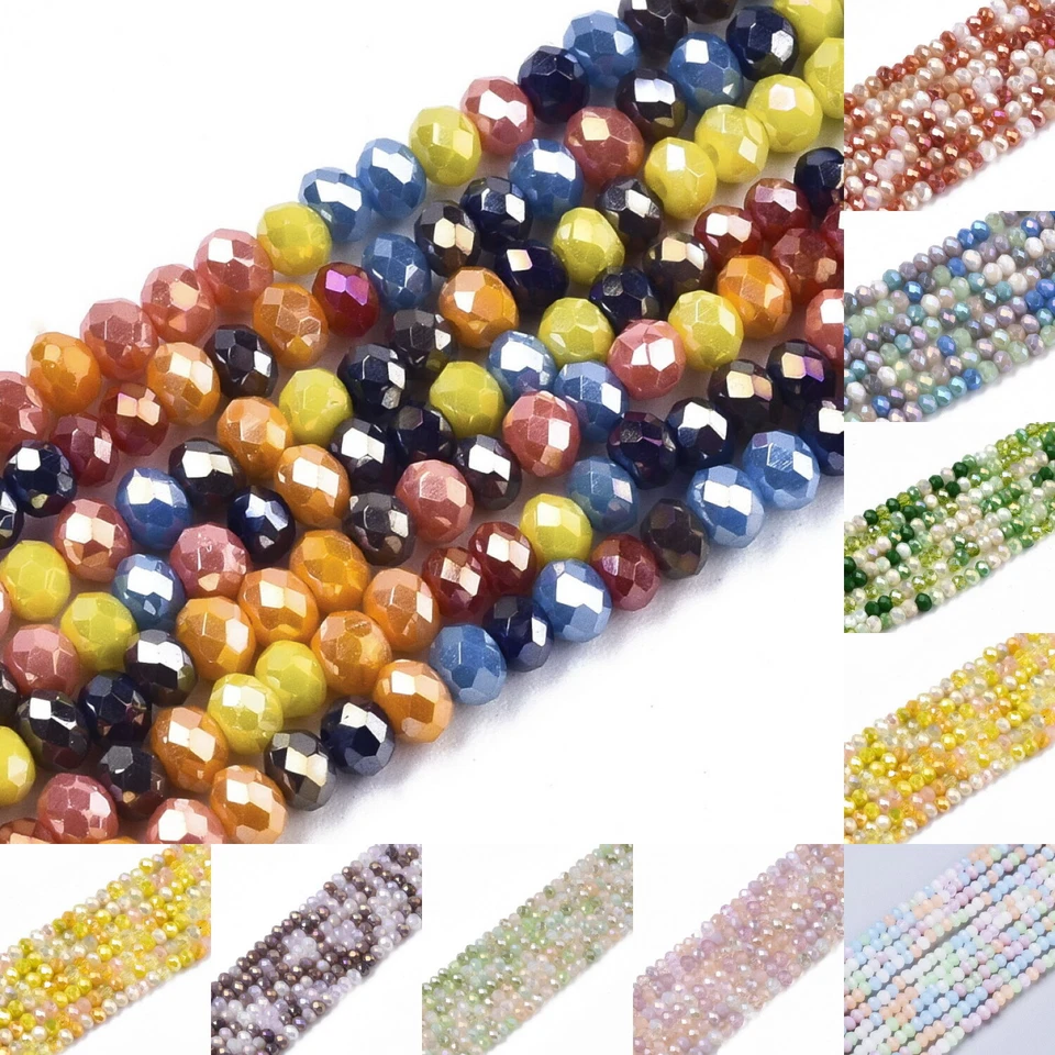 Kristall Perlen Glasschliffperlen Glasperlen Rondell Mix 3x2mm 190 Stück - Bild 1 von 1