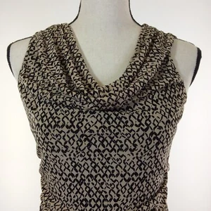 Cable and Gauge Womens Top Size Small Ruched Tan Black Sleeveless - Picture 1 of 12