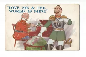 MILITARY HUMOUR - LOVE ME & THE WORLD IS MINE - GERMANY & AUSTRIA OLD ANTIQUE PC - Picture 1 of 2