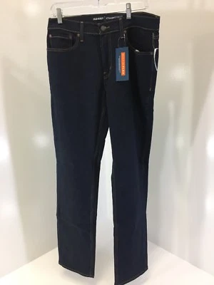 OLD NAVY MEN'S BUILT IN FLEX STRAIGHT LEG JEANS DARK BLUE 32X34 NWT - Image 1 of 4