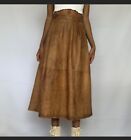 Vintage  Brown Faux Leather Skirt Pleats Ladies Used Size 10 Small