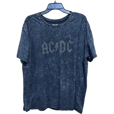 ACDC со стразами группы футболка женщин XL серый рок ретро 90-х Y2K хлопковая смесь  - Изображение 1 из 4
