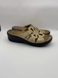 Sandalias Clarks de cuero marrón con cuña para mujer talla 10 - Imagen 1 de 6